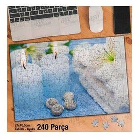 Asil Hobi Mavi Mum-Beyaz Çiçekler-Terapi-Yapboz-Ayak Destekli 240 Parça Puzzle
