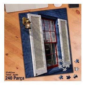 Asil Hobi Mavi Renge Boyalı Duvar-Pencere Yapboz-Ayak Destekli Çerçeveli 240 Parça Puzzle