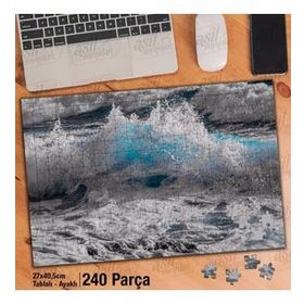 Asil Hobi Mavi Su-Sörf-Deniz-Dev Dalga-Doğa Yapboz-Ayak Destekli Çerçeveli 240 Parça Puzzle