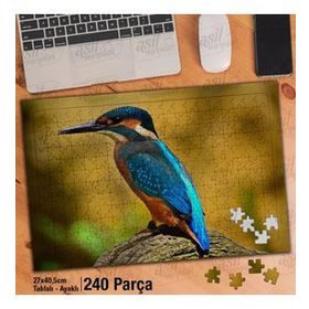 Asil Hobi Mavi Yalıçapkını Kuşu-Tropik Hayvan Yapboz-Ayak Destekli Çerçeveli 240 Parça Puzzle