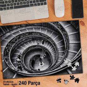 Asil Hobi Merdiven-Mimari Yapı-İnsanlar-Retro Yapboz-Ayak Destekli Çerçeveli 240 Parça Puzzle