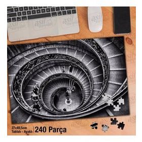 Asil Hobi Merdiven-Mimari Yapı-İnsanlar-Retro Yapboz-Ayak Destekli Çerçeveli 240 Parça Puzzle