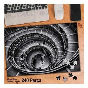 Asil Hobi Merdiven-Mimari Yapı-İnsanlar-Retro Yapboz-Ayak Destekli Çerçeveli 240 Parça Puzzle