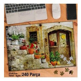 Asil Hobi Merdivendeki Saksılar-Renkli Çiçekler Yapboz-Ayak Destekli Çerçeveli 240 Parça Puzzle