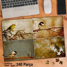 Asil Hobi Mevsim Geçişleri-Kolaj-Kuş Yapboz-Ayak Destekli Çerçeveli 240 Parça Puzzle
