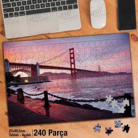 Asil Hobi Mimari-Golden Gate Köprüsü-San Francisco Yapboz-Ayak Destekli Çerçeveli 240 Parça Puzzle