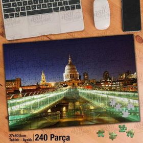 Asil Hobi Minare-Camii-Şehir-Manzara-Gece Yapboz-Ayak Destekli Çerçeveli 240 Parça Puzzle