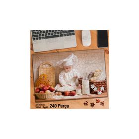 Asil Hobi Minik Eller İş Başında-Bebek-Mutfak Yapboz-Ayak Destekli Çerçeveli 240 Parça Puzzle