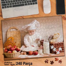 Asil Hobi Minik Eller İş Başında-Bebek-Mutfak Yapboz-Ayak Destekli Çerçeveli 240 Parça Puzzle