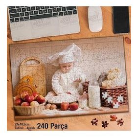 Asil Hobi Minik Eller İş Başında-Bebek-Mutfak Yapboz-Ayak Destekli Çerçeveli 240 Parça Puzzle