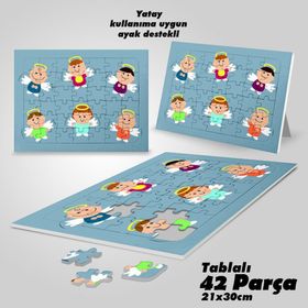 Asil Hobi Minik Melekler-Çocuklar Yapboz-Ayak Destekli Çerçeveli 42 Parça Puzzle