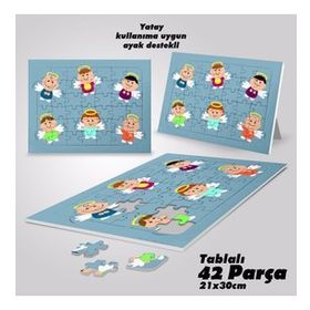 Asil Hobi Minik Melekler-Çocuklar Yapboz-Ayak Destekli Çerçeveli 42 Parça Puzzle