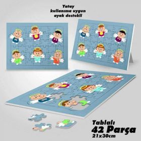 Asil Hobi Minik Melekler-Çocuklar Yapboz-Ayak Destekli Çerçeveli 42 Parça Puzzle