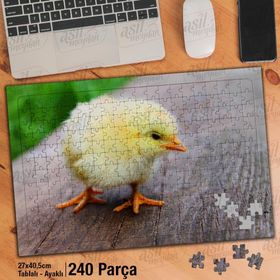 Asil Hobi Minik Sarı Civciv-Hayvan-Doğa Yapboz-Ayak Destekli Çerçeveli 240 Parça Puzzle