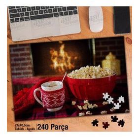 Asil Hobi Mısır-Şömine-Çay-Fincan Yapboz-Ayak Destekli Çerçeveli 240 Parça Puzzle