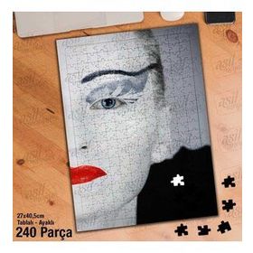 Asil Hobi Model-Makyaj-Siyah Beyaz-Kadın Yapboz-Ayak Destekli Çerçeveli 240 Parça Puzzle