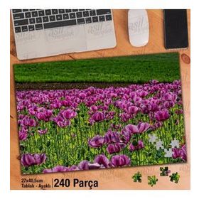 Asil Hobi Mor Gelincikler-Kır-Doğa-Manzara Yapboz-Ayak Destekli Çerçeveli 240 Parça Puzzle