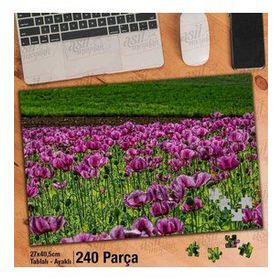 Asil Hobi Mor Gelincikler-Kır-Doğa-Manzara Yapboz-Ayak Destekli Çerçeveli 240 Parça Puzzle