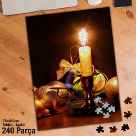 Asil Hobi Mum Işığı-Kutlama-Süsler Yapboz-Ayak Destekli Çerçeveli 240 Parça Puzzle