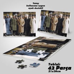 Asil Hobi Mustafa Kemal Atatürk-Arkadaşları-Yapboz-Ayak Destekli Çerçeveli 42 Parça Puzzle