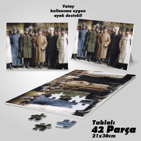 Asil Hobi Mustafa Kemal Atatürk-Arkadaşları-Yapboz-Ayak Destekli Çerçeveli 42 Parça Puzzle