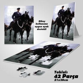 Asil Hobi Mustafa Kemal Atatürk-At Binme-Yapboz-Ayak Destekli Çerçeveli 42 Parça Puzzle
