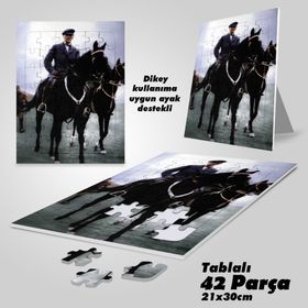 Asil Hobi Mustafa Kemal Atatürk-At Binme-Yapboz-Ayak Destekli Çerçeveli 42 Parça Puzzle