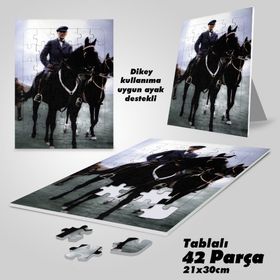 Asil Hobi Mustafa Kemal Atatürk-At Binme-Yapboz-Ayak Destekli Çerçeveli 42 Parça Puzzle
