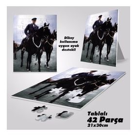 Asil Hobi Mustafa Kemal Atatürk-At Binme-Yapboz-Ayak Destekli Çerçeveli 42 Parça Puzzle