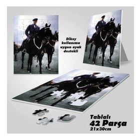 Asil Hobi Mustafa Kemal Atatürk-At Binme-Yapboz-Ayak Destekli Çerçeveli 42 Parça Puzzle