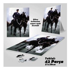 Asil Hobi Mustafa Kemal Atatürk-At Binme-Yapboz-Ayak Destekli Çerçeveli 42 Parça Puzzle