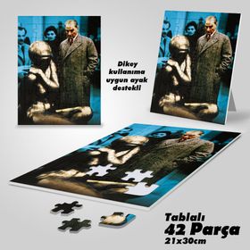 Asil Hobi Mustafa Kemal Atatürk-Bilim-Yapboz-Ayak Destekli Çerçeveli 42 Parça Puzzle