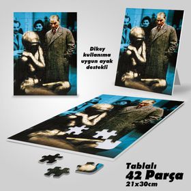 Asil Hobi Mustafa Kemal Atatürk-Bilim-Yapboz-Ayak Destekli Çerçeveli 42 Parça Puzzle