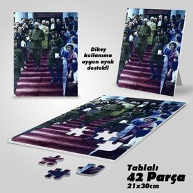 Asil Hobi Mustafa Kemal Atatürk Halkıyla Birlikte-Yapboz-Ayak Destekli Çerçeveli 42 Parça Puzzle