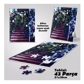 Asil Hobi Mustafa Kemal Atatürk Halkıyla Birlikte-Yapboz-Ayak Destekli Çerçeveli 42 Parça Puzzle