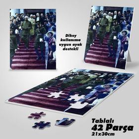Asil Hobi Mustafa Kemal Atatürk Halkıyla Birlikte-Yapboz-Ayak Destekli Çerçeveli 42 Parça Puzzle