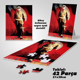 Asil Hobi Mustafa Kemal Atatürk-Üniforma-Yapboz-Ayak Destekli Çerçeveli 42 Parça Puzzle