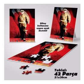 Asil Hobi Mustafa Kemal Atatürk-Üniforma-Yapboz-Ayak Destekli Çerçeveli 42 Parça Puzzle