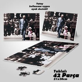 Asil Hobi Mustafa Kemal Atatürk Ve Küçük Kız Çocuğu-Yapboz-Ayak Destekli 42 Parça Puzzle