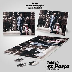 Asil Hobi Mustafa Kemal Atatürk Ve Küçük Kız Çocuğu-Yapboz-Ayak Destekli 42 Parça Puzzle