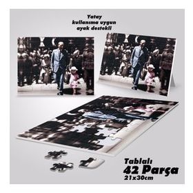 Asil Hobi Mustafa Kemal Atatürk Ve Küçük Kız Çocuğu-Yapboz-Ayak Destekli 42 Parça Puzzle