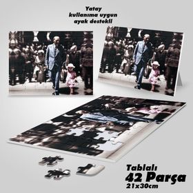 Asil Hobi Mustafa Kemal Atatürk Ve Küçük Kız Çocuğu-Yapboz-Ayak Destekli 42 Parça Puzzle