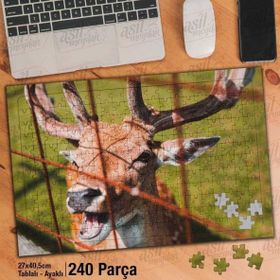 Asil Hobi Mutlu Geyik-Doğa-Hayvanat Bahçesi Yapboz-Ayak Destekli Çerçeveli 240 Parça Puzzle
