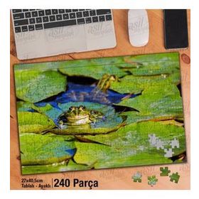 Asil Hobi Mutlu Kurbağ-Gölet-Yeşil Yapraklar Yapboz-Ayak Destekli Çerçeveli 240 Parça Puzzle