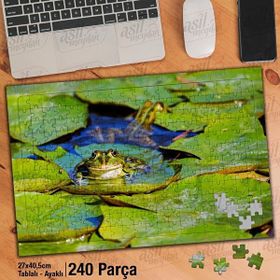 Asil Hobi Mutlu Kurbağ-Gölet-Yeşil Yapraklar Yapboz-Ayak Destekli Çerçeveli 240 Parça Puzzle