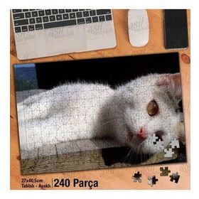 Asil Hobi Mutsuz Kedi-Dalgın-Sevimli Hayvan Yapboz-Ayak Destekli Çerçeveli 240 Parça Puzzle