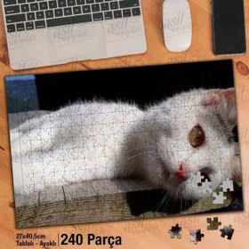 Asil Hobi Mutsuz Kedi-Dalgın-Sevimli Hayvan Yapboz-Ayak Destekli Çerçeveli 240 Parça Puzzle
