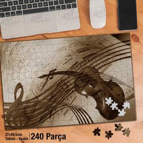 Asil Hobi Müzik-Keman-Nota-Sanat-Retro Yapboz-Ayak Destekli Çerçeveli 240 Parça Puzzle
