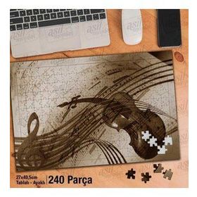 Asil Hobi Müzik-Keman-Nota-Sanat-Retro Yapboz-Ayak Destekli Çerçeveli 240 Parça Puzzle