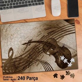 Asil Hobi Müzik-Keman-Nota-Sanat-Retro Yapboz-Ayak Destekli Çerçeveli 240 Parça Puzzle